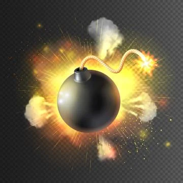 Boom Bomb Exploding Festive Poster Print Stock Illustration