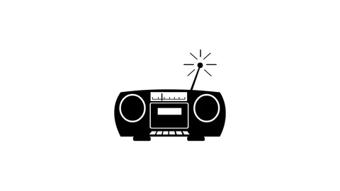 Boom box shape icon animation on white background Stock Footage 289551324