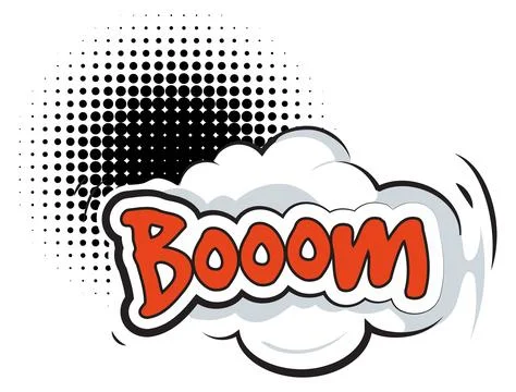 Boom cloud in retro comic style. Halftone gradient balloon Stock Illustration
