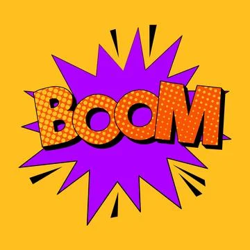 BOOM comic book bubble in trendy pop art style. Bright cartoon message. Stock Illustration