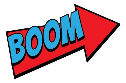 BOOM Comic Book Pop Art Arrow Banner Graphic Stock Illustration