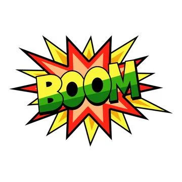 Boom comic book sound effect text explosion Stock Illustration