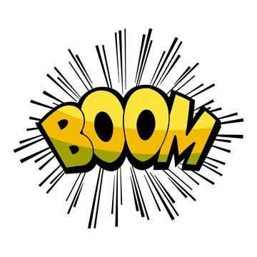 Boom comic book sound effect exploding graphic 库存插图