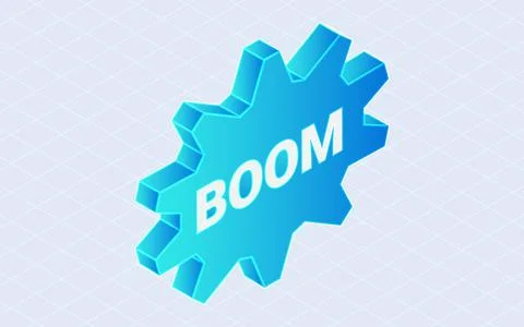 Boom comic bubble speech. 3d isometric vector illustration Stock Illustration
