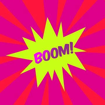BOOM! comic bubble text Pop art style Radial lines background Explosion ill.. Stock Illustration