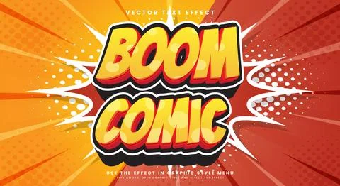 Boom Comic Cartoon Style Bold 3D Editable text Effect Stock Illustration