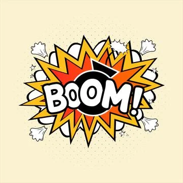 Boom comic explosion. Comic blast vector with text bubble. Cartoon burst with Stock Illustration