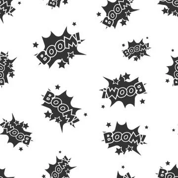 Boom comic sound effects seamless pattern background. Business flat vector il 库存插图