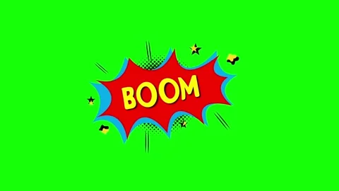 Boom comic speech bubble pop-up animation on green screen Stock Footage 314392674