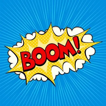 Boom! - Comic Speech Bubble, Pop art Background. Cartoon superhero print. Stock Illustration