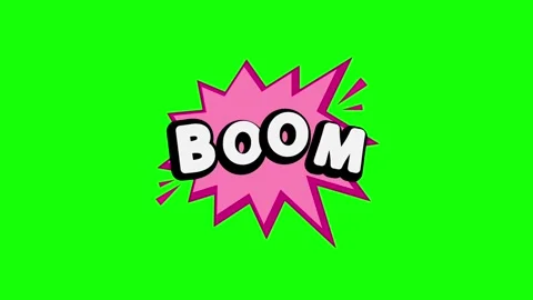 Boom comic style animated chat sticker on green screen background Stock Footage 314497195