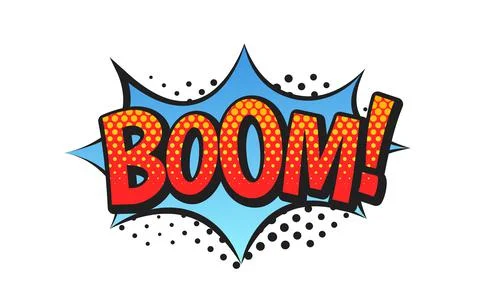 Boom comic style word isolated on transparent background Stock Illustration