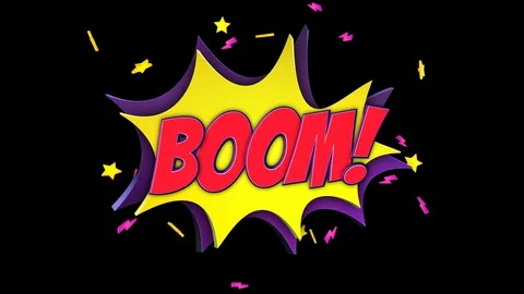BOOM Comic Text and Speech Balloon Animation, with Alpha Matte, Loop Stock Footage 130047858