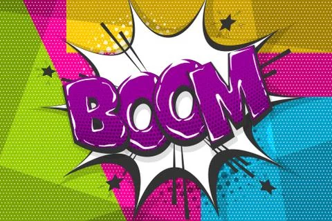 Boom comic text speech bubble pop art style Illustrazione stock