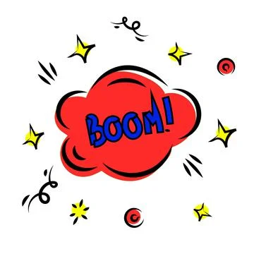 Boom comic text speech bubble. Sound effect bang cloud icon of color phrase Stock Illustration