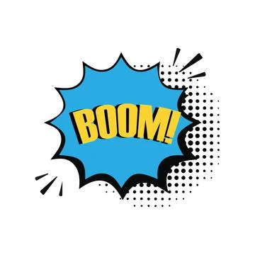 Boom comic text speech bubble, bomb. Color pop art style sound effect. Halfto Stock Illustration