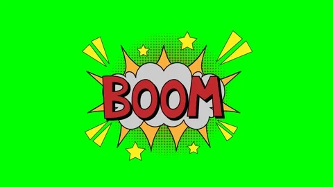 BOOM Comic words animation green screen Stock Footage 220908227