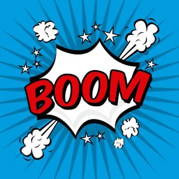 Boom comics icon over blue background vector illustration Stock Illustration