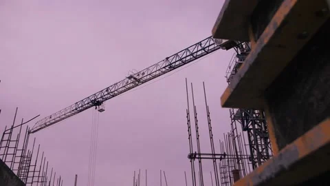 The boom of the construction crane moves Stock Footage 176421402