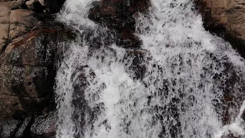 Boom Down Over Waterfall Closeup - Slow Motion Aerial Drone Stock Footage 111251959