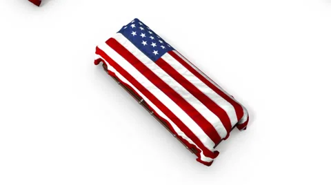 Boom down from single American Coffin revealing endless Coffins Stock Footage 32659229