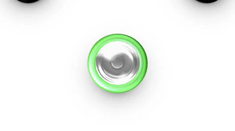 Boom down from single Battery revealing endless Batteries (Green Top) Stock Footage 39754811