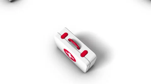 Boom down from single First Aid Kit revealing endless Kits Stock Footage 35571041