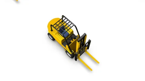 Boom down from single Forklift revealing endless Forklifts  Stock Footage 33909733
