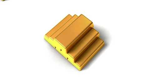 Boom down from single Gold bar revealing endless Gold bars Stock Footage 27677350