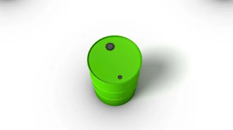 Boom down from single Oil Drum revealing endless Drums (Green) Stock Footage 31211838