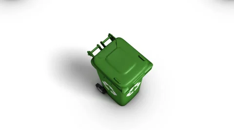 Boom down from single Recycle Bin revealing endless Bins (Green) Stock Footage 33401613