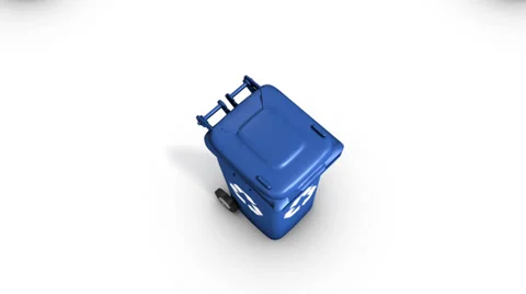 Boom down from single Recycle Bin revealing endless Bins (Blue) Stock Footage 33577491