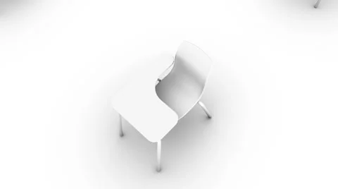 Boom down from single School-Chair revealing endless School-Chairs (white) Stock Footage 26722608