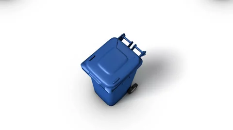 Boom down from single Trashcan revealing endless Trashcans (Blue) Stock Footage 32627720