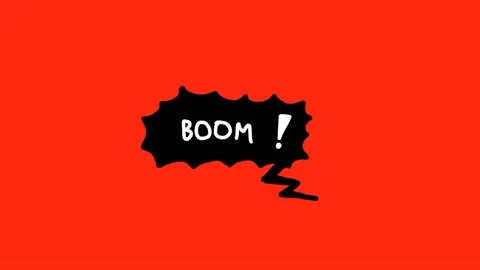 Boom! Exploding animation of hand drawn comic style speech bubble, black colo Stock Footage 146259611