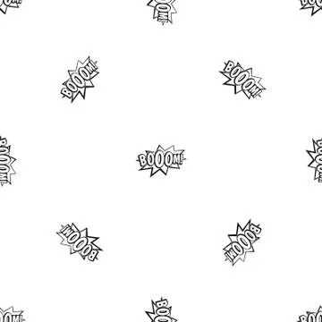 Boom, explosion bubble pattern seamless black Stock Illustration