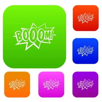 Boom, explosion bubble set color collection Stock Illustration