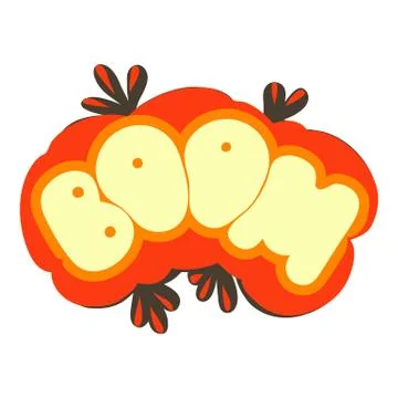 Boom explosion sound effect icon, cartoon style Stock Illustration