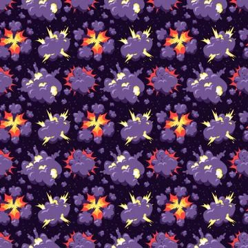 Boom icons seamless pattern explosion Stock Illustration