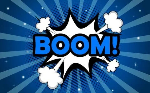 Boom isolated comic text speech bubble. Colorful pop art style sound effect.. Stock Illustration