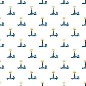 Boom lift trucks seamless pattern background Stock Illustration