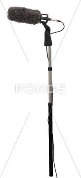 Boom microphone with windshield on pole Stock Photos
