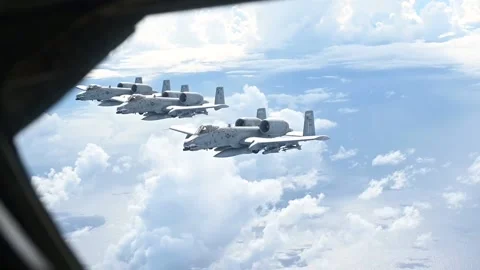 Boom operators view of three A-10 Thunderbolt II aircraft in flight Vidéo 227160065