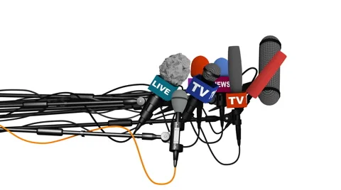 Boom pole microphones on white background with alpha matte, side view, 3D Stockbeeldmateriaal 65023636