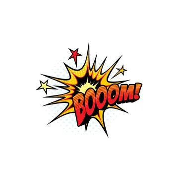 Boom pop art comic bubble, half tone cloud sign Stock Illustration