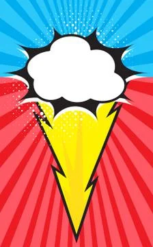 Boom pop art explosion speech bubble with striking lightning. Mockup Stock-Illustration