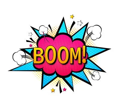 Boom pop illustration in retro style on color background. Vector drawing Stock Illustration