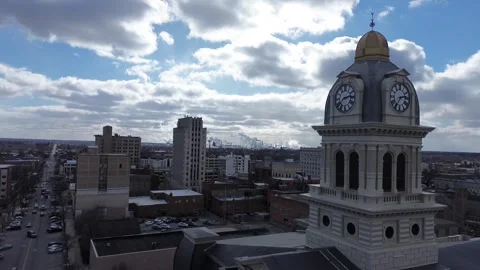 Boom up shot lima county ohio clock tower 動画素材 283604547