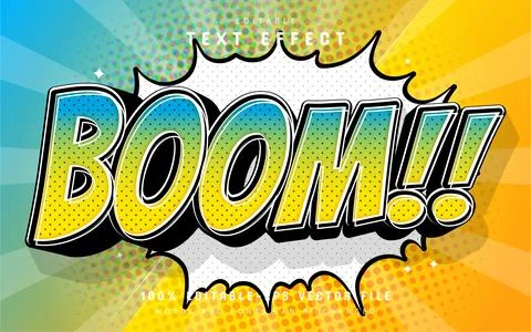 Boom text effect comic style Stock Illustration