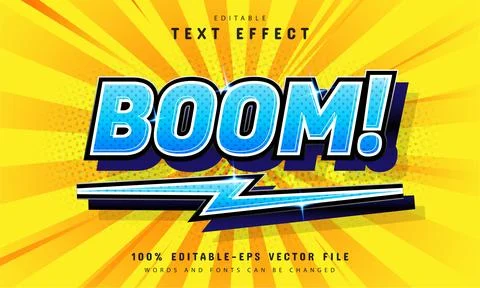 Boom text effect, comic style design Stock Illustration